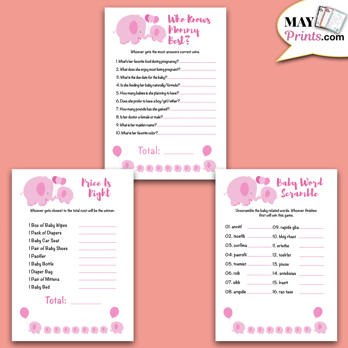 Pink Elephant Baby Shower Games Printable Pdf My Party Design In My XXX Hot Girl